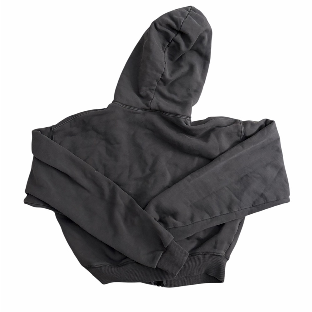 Skims Cropped Zip-Up Hoodie in Charcoal - Picture 2 of 4